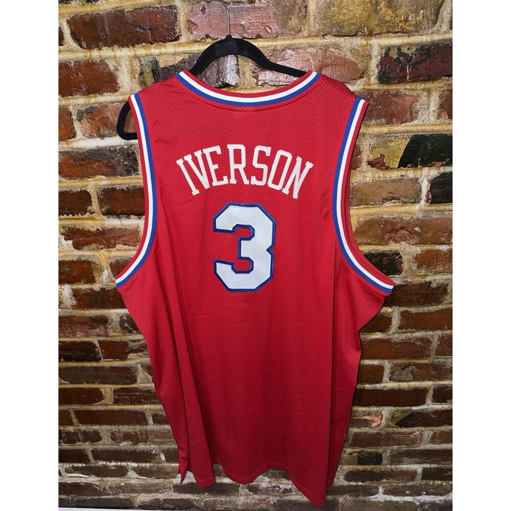 Vintage ALLEN IVERSON Reebok Red 76'ers Jersey, Size 60 (3XL)